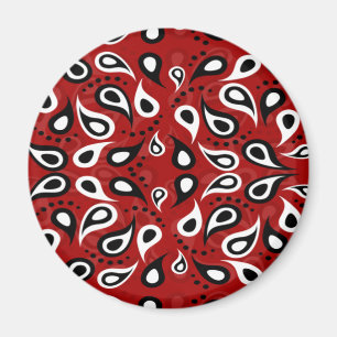 Vacker Paisley vit svart och röd mönster Magnet