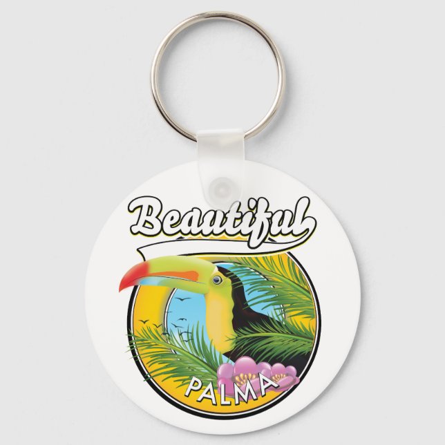 Vacker Palma, toucan logotyp  Vykort Nyckelring (Framsida)