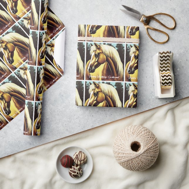 Vacker Palomino Horse Birthday Presentpapper (Hantverk)