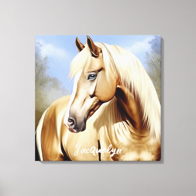 Vacker Palomino Horse Canvastryck (Framsida)