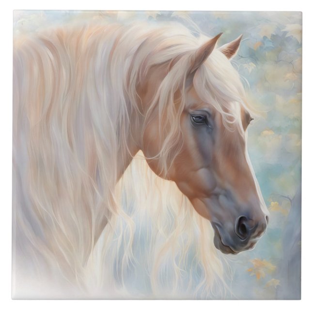 Vacker Palomino Horse Long Mane Kakelplatta (Framsidan)