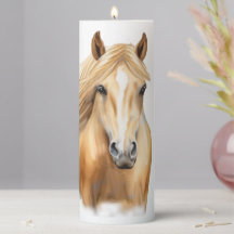 Vacker Palomino Horse Pillar Candle