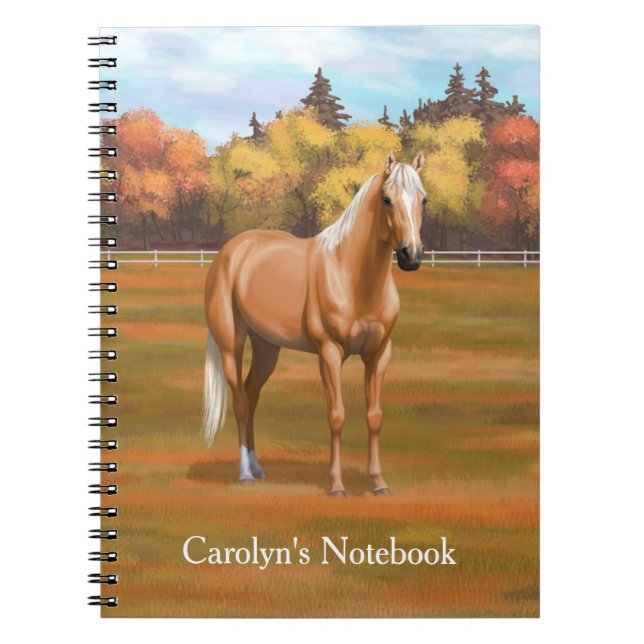 Vacker Palomino Quarter Horse Stallion Anteckningsbok (Framsidan)