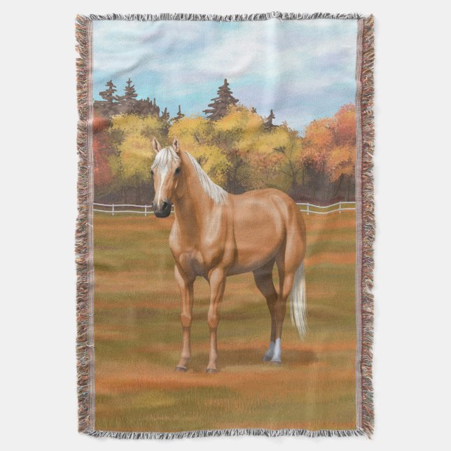 Vacker Palomino Quarter Horse Stallion Filt (Framsidan Vertikal)