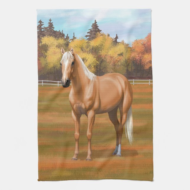 Vacker Palomino Quarter Horse Stallion Kökshandduk (Vertikal)