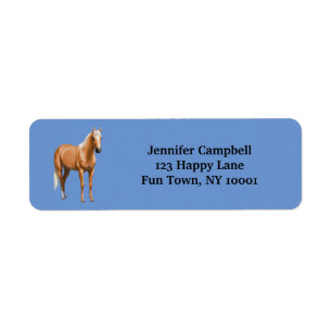 Vacker Palomino Quarter Horse Stallion Returadress Etikett