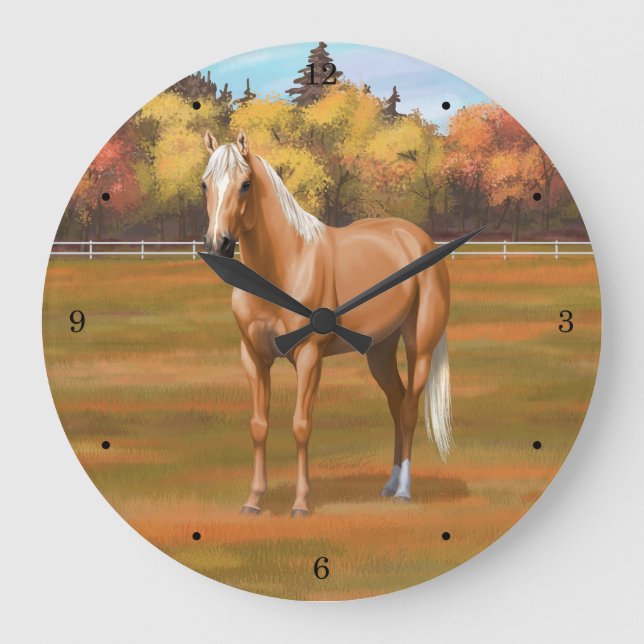 Vacker Palomino Quarter Horse Stallion Stor Klocka (Framsida)