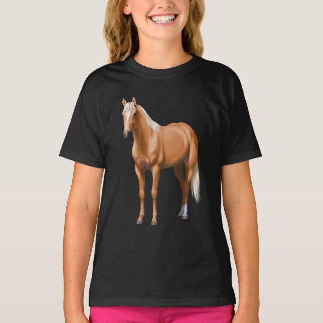 Vacker Palomino Quarter Horse Stallion T Shirt (Framsida)