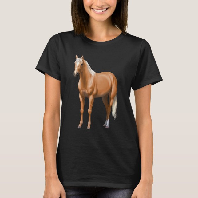 Vacker Palomino Quarter Horse Stallion T Shirt (Framsida)