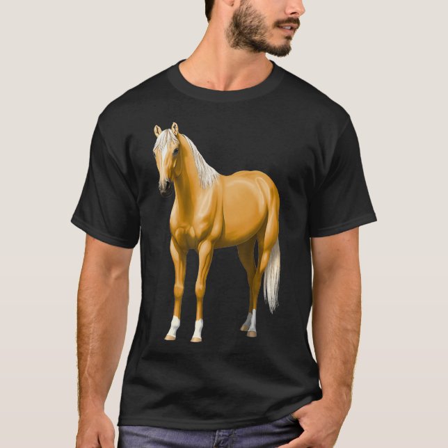Vacker Palomino Quarter Horse Stallion T Shirt (Framsida)