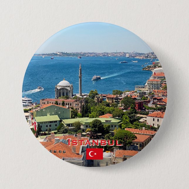 Vacker panoramavy över Istanbul-resa Knapp (Framsida)