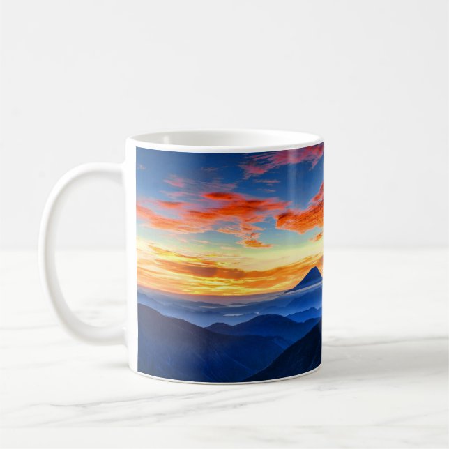 Vacker Panoramisk Mount Fuji Sunset Kaffemugg (Vänster)