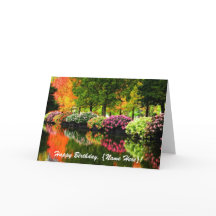 Vacker Park Autumn Träd Colorful Flowers Pond