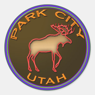 Vacker Park City Moose Medallion Gear Runt Klistermärke