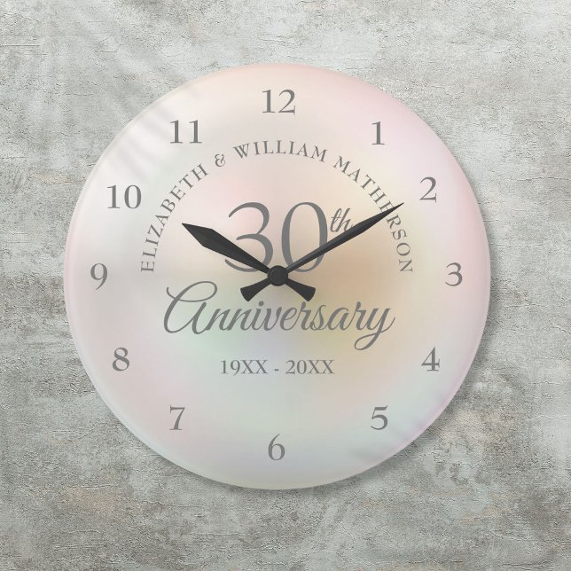 Vacker pärl 30-års bröllopsdag stor klocka (Beautiful Pearl 30th Wedding Anniversary Large Clock)