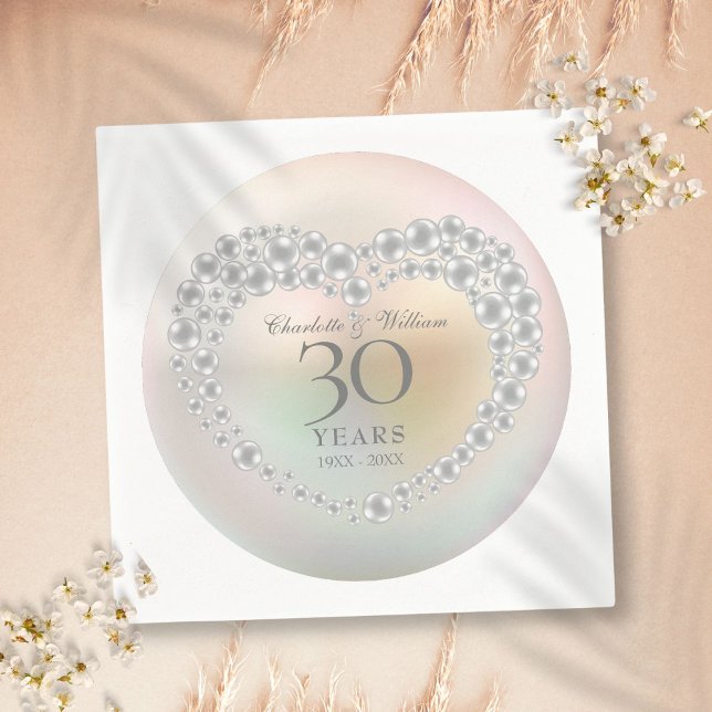 Vacker pärl 30-års bröllopsjubileum pappersservett (Beautiful Pearl 30th Wedding Anniversary Napkins)