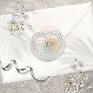 Vacker pärl 30-årsjubileum runt klistermärke