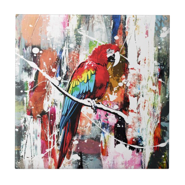 Vacker Parrot Kakelplatta (Framsidan)