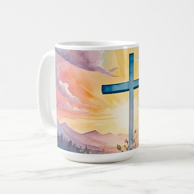 Vacker påskakvarellkonst kaffemugg (Framsida vänster)