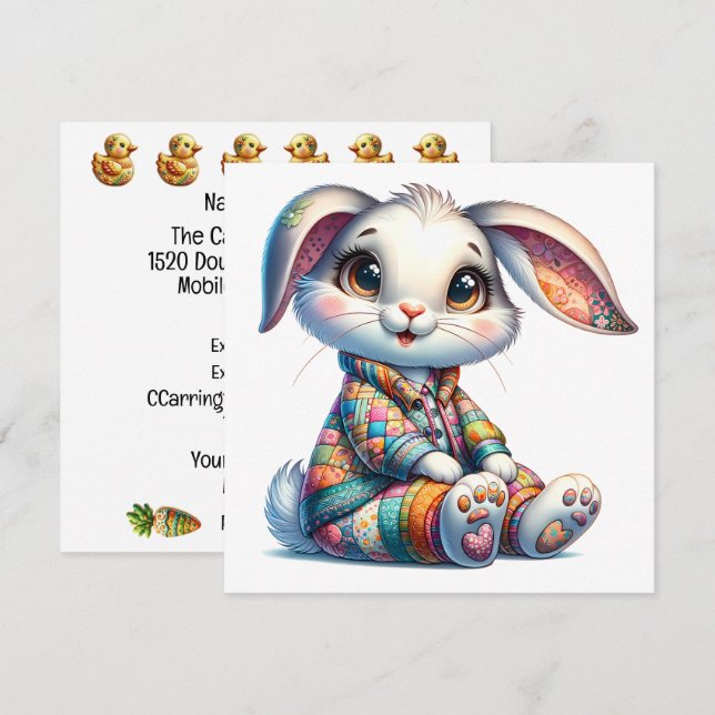 Vacker påskhar-tema inbjudan (Fram/baksida)