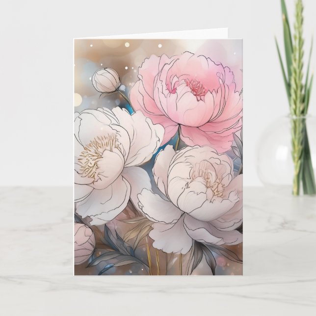 Vacker påsklilja blommig, vattenfärg gratulationsk kort (Framsida)