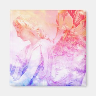 Vacker Pastel Blommigt Angel Guardian magnet