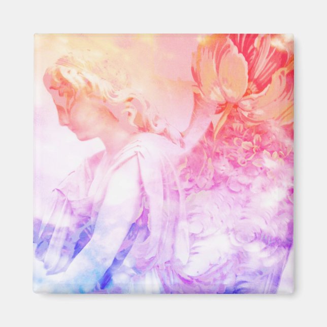 Vacker Pastel Blommigt Angel Guardian magnet (Framsidan)