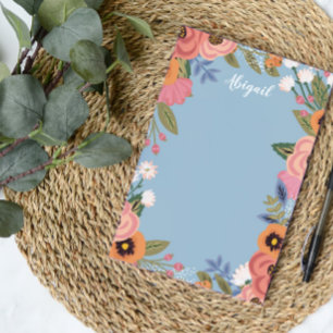 Vacker Pastel Boho Flowers - Anpassat namn Post-it Block