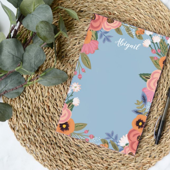 Vacker Pastel Boho Flowers - Anpassat namn Post-it Block (Skapare uppladdad)