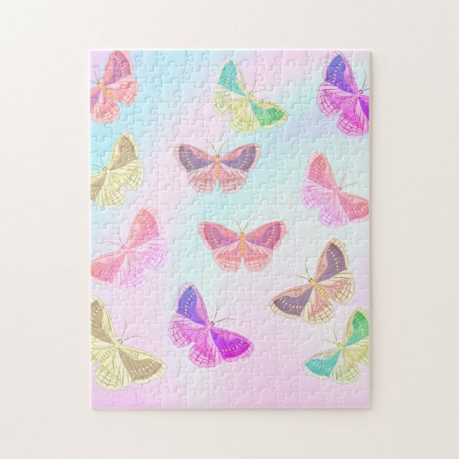 Vacker Pastel Butterflies Jigszle Puzzle Pussel (Vertikal)