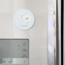 Vacker Pastell Akvarell Fjäril och Tusenskönor Magnet