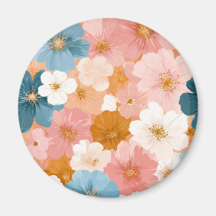 Vacker Pastell Blommig Mönster Magnet