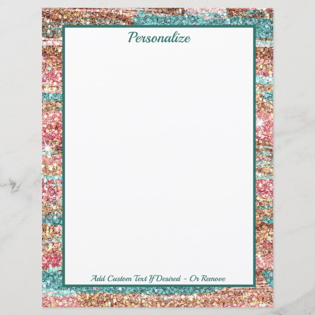 Vacker Pastell Rosa Blå Glitter Personlig (Framsida)