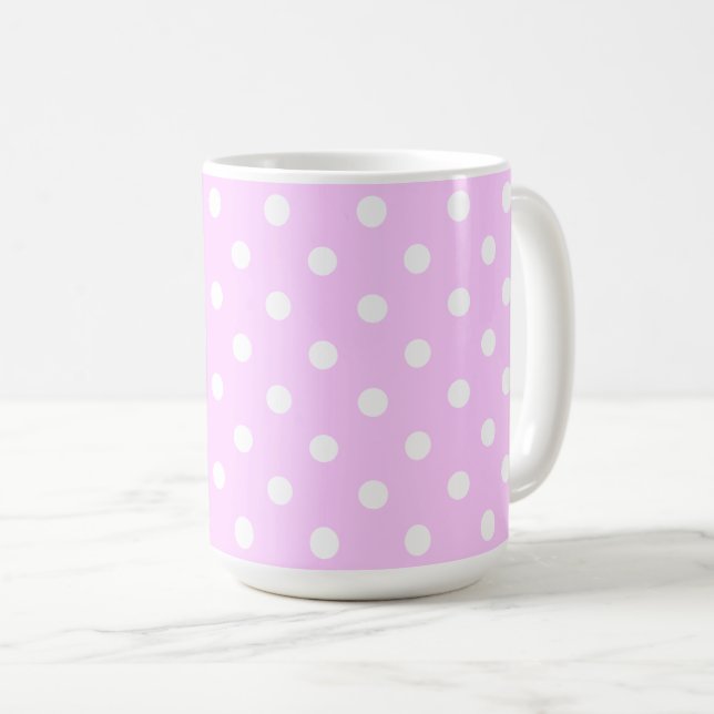 Vacker Pastell Rosa Färg Med Vita Prickar Kaffemugg (Framsida höger)
