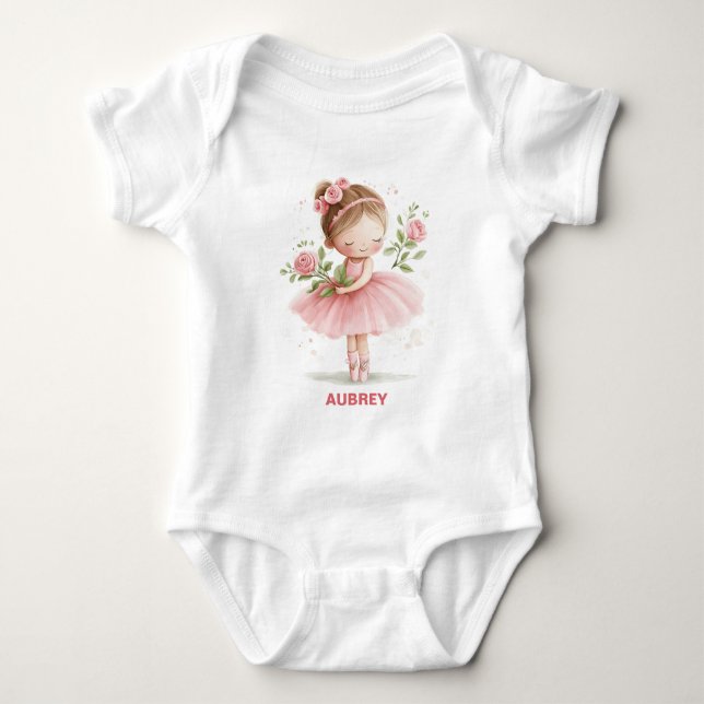 Vacker Pastell Rosa Liten Balettdansös T Shirt (Framsida)