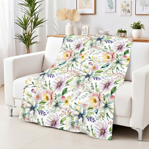Vacker pastellfärgad blommig mönster fleecefilt