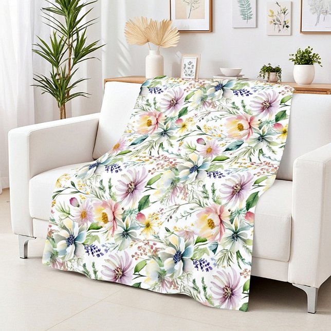 Vacker pastellfärgad blommig mönster fleecefilt (Skapare uppladdad)
