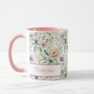 Vacker pastellfärgad blommig mönster personalisera mugg