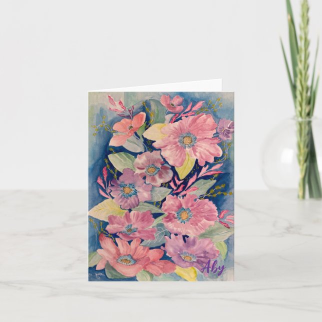 Vacker pastellfärgad blomsterbukett Notis/Grattisk Helgkort (Framsida)