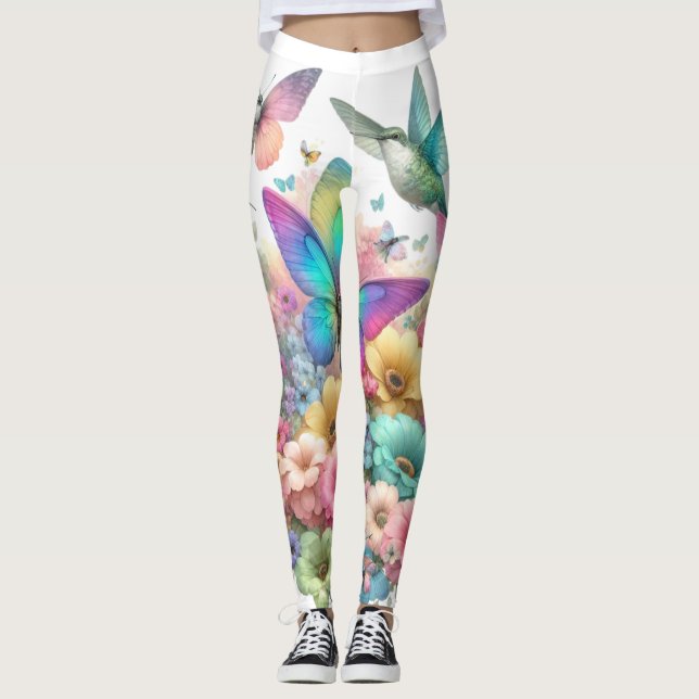 Vacker pastellfärgad design - naturinspirerad leggings (Framsida)