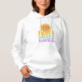 Vacker pastellfärgad fredsbloms tryckt hoodie t shirt