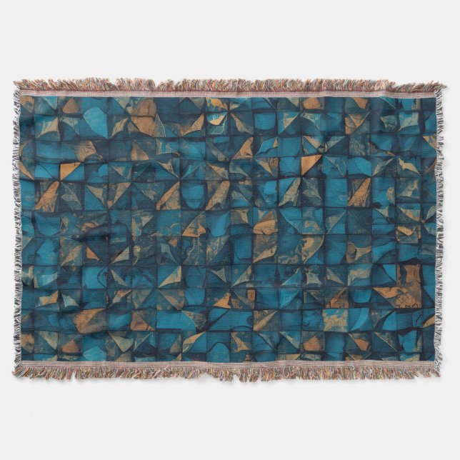 Vacker patchwork-"look" i mörk teal filt (Framsidan)