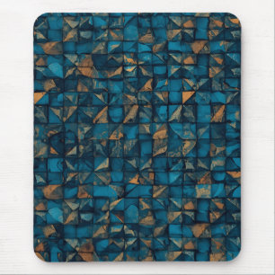 Vacker patchwork-"look" i mörk teal musmatta
