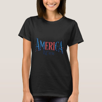 Vacker patriotisk Amerika Est 1776 Usa 4:e juli T Shirt