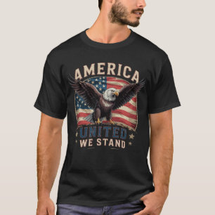 Vacker Patriotisk Enade Vi Står Rustik USA T Shirt