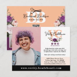 Vacker Peach Floral Salong Stylist Foto Marknadsfö Vykort