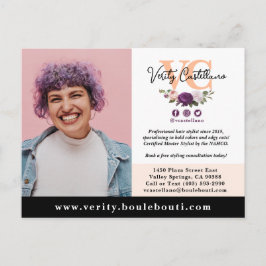 Vacker Peach Floral Salong Stylist Foto Marknadsfö Vykort