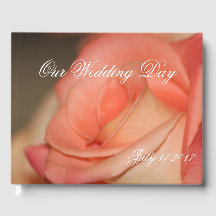 Vacker Peach Ro Bröllop Guest Bok