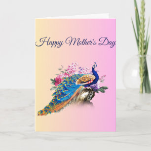 Vacker Peacock Mors dag Card Kort