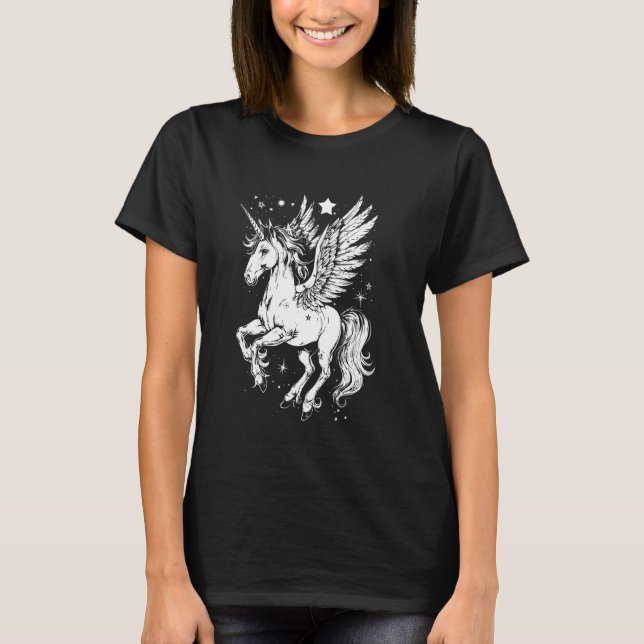 Vacker Pegasus Bevingad Häst Mytisk Grekisk Skapel T Shirt (Framsida)